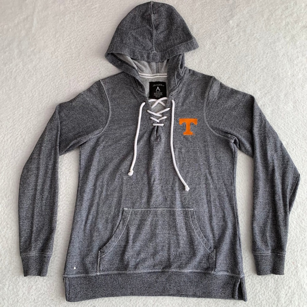 Antigua Tennessee Volunteers Pullover Hoodie Womens M Lace-Up Pockets Gray